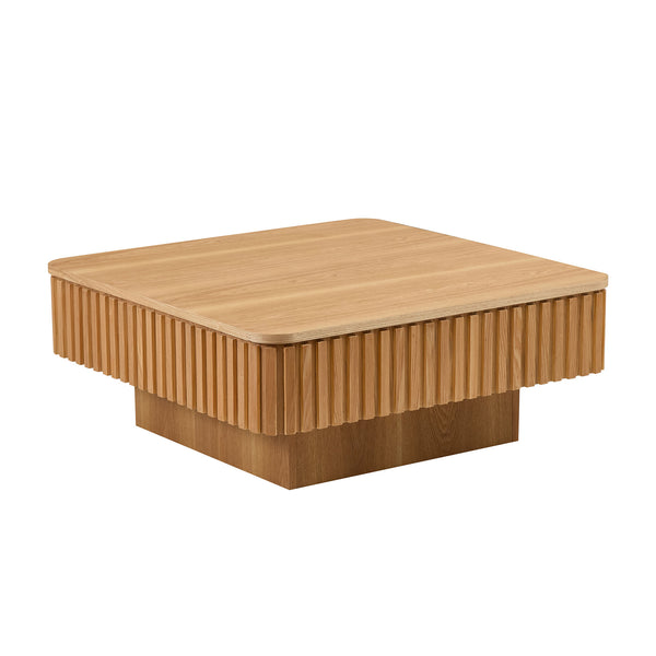 English Elm 35.43 Inch Square Lift Top Coffee Table Wood Veneer Hidden Storage Modern Living Room Natural Ash W2582P401466