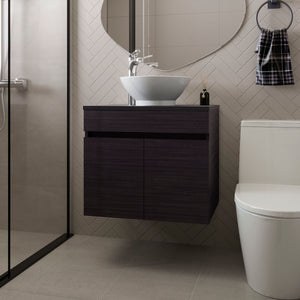 English Elm Sheridan Wenge Bathroom Vanity Cabinet with 2 Doors — Space-Saving, Scratch-Resistant Melamine Finish, 20.4"H x 23.4"W B128P314800