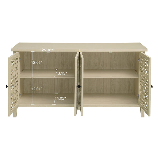 English Elm Hollowed-Out Cabinet With 4 Doors - Stylish American Furniture For Living Room, Bedroom & Study W688P223025