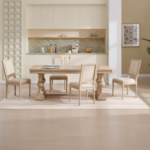 English Elm French Country Dining Chairs Set Of 2 – Elegant Upholstered Square Back, Stylish Comfort For Dining W3426P324534