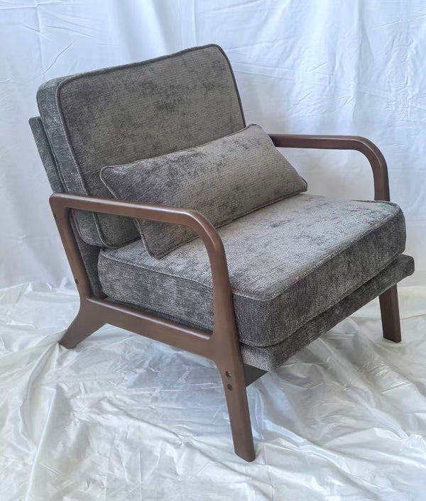 English Elm Mid-Century Modern Accent Chair - Vintage Luxury Upholstered Leisure Chair For Living Room Bliss W1893P396215