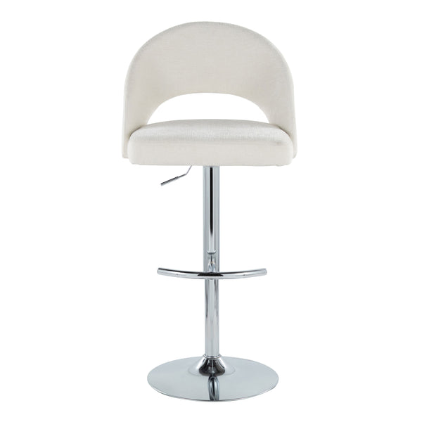 English Elm Adjustable Swivel Barstools Set of 2 Fabric Seat Black Metal Base Kitchen Counter Cream B202S02005