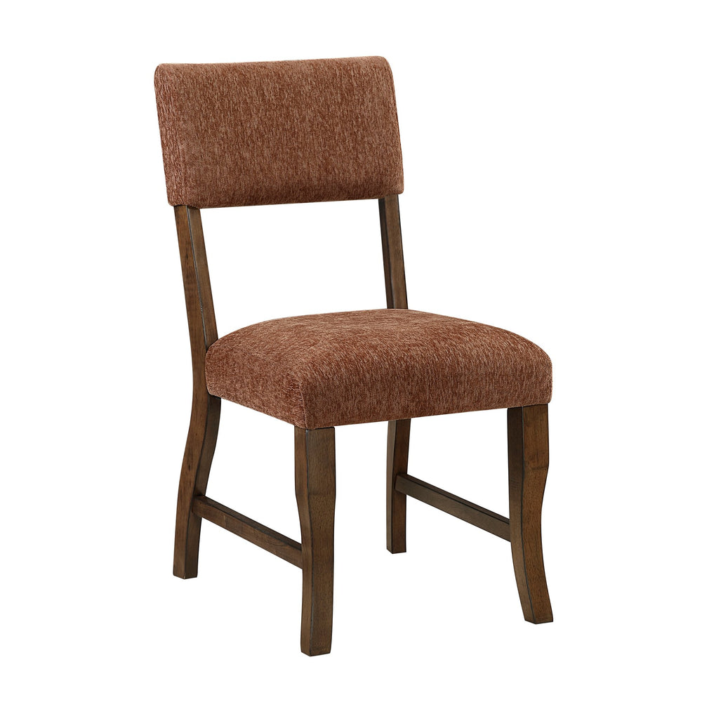 English Elm Contemporary High Back Chenille Dining Chairs Solid Wood Frame Upholstered Set Brown,Rust B011P439068