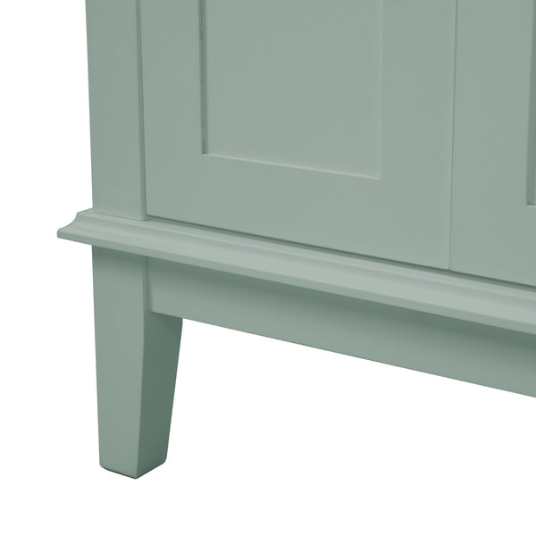 English Elm 30" Freestanding Bathroom Vanity Ceramic Sink Soft Close Cabinet Gray Wood Frame Light Green N729P427118F