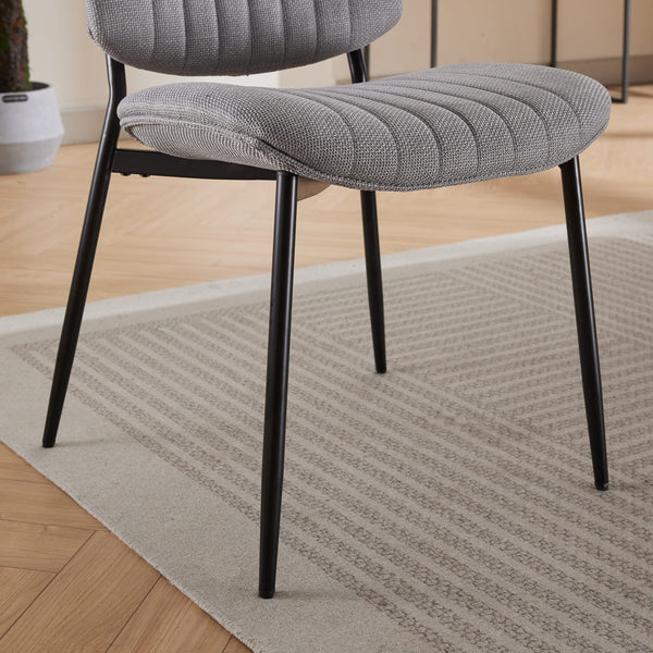 English Elm A&A Modern Retro Dining Chairs Set Of 2 - Ergonomic Gray Linen Upholstered With Sturdy Metal Legs W1143P194146