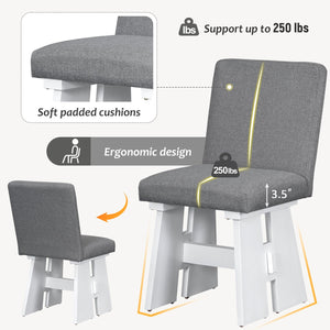 English Elm Topmax Contemporary Six Seat Rubberwood Dining Set with Linen Upholstered Chairs SP000077AAE