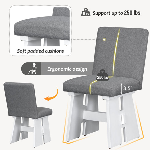 English Elm Topmax Contemporary Six Seat Rubberwood Dining Set with Linen Upholstered Chairs SP000077AAE