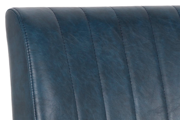 Sunpan Halden Dining Chair Set of 2 – Urban Style with Bold Stitching and Rustic Bronze Steel Frame Vintage Blue