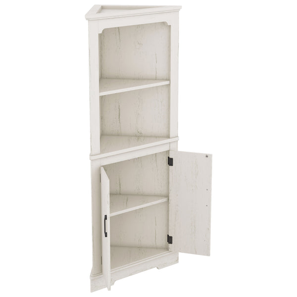 English Elm Tall Corner Cabinet Wood Grain Beige - Tall 69.3" Storage Tower with Doors, Shelves & Space-Saving Design W1580P257486