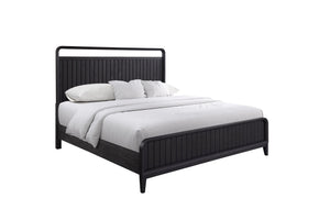 English Elm Queen Open Panel Bed in Peppercorn Black Finish with Elm Veneer, Solid Wood Frame & Channel Headboard B2699S00044