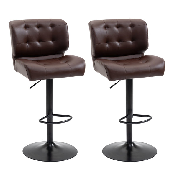 English Elm Homcom Adjustable Swivel Barstools Set of 2 Tufted Padded Seats Metal Base W2225P229256