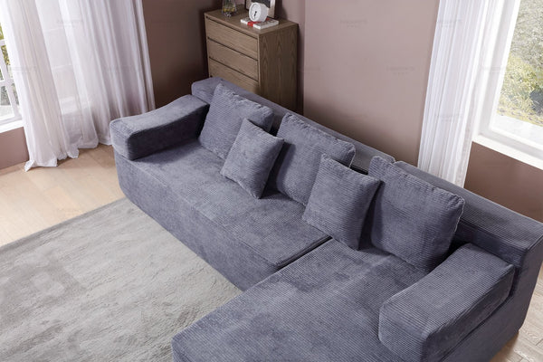 English Elm 104" Cloud Sectional Couch - Modular L-Shape Chaise Sofa in Plush Corduroy, Deep Seats, No Assembly Needed W3199S00001