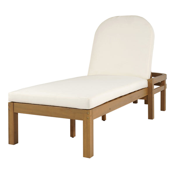 English Elm Trexm Solid Acacia Outdoor Chaise Lounge Arched Recliner for Poolside Patio Deck Light Teak N715P403786D