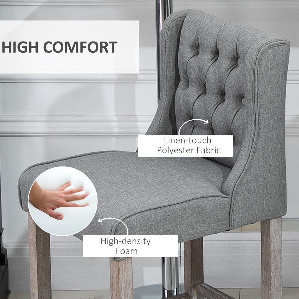 English Elm Counter Height Wingback Barstools Tufted Linen Upholstered Seating for Kitchen Islands T3971P384295