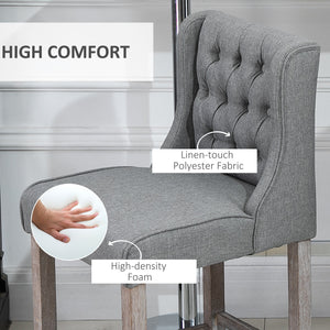 English Elm Counter Height Wingback Barstools Tufted Linen Upholstered Seating for Kitchen Islands T3971P384295