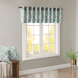 Madison Park Saratoga Modern/Contemporary Fretwork Print Grommet Top Window Valance MP41-2405 Seafoam/White