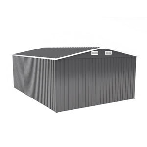 English Elm Campcraft Metal Storage Shed 10x14 Ft with Lockable Doors Vented Sloped Roof Backyard Dark Gray W1598S00051
