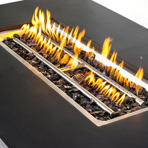 English Elm Concrete 48-Inch Rectangular Fire Pit Table with 50,000 BTU, Fiber Concrete Durability & Cover Included Charcoal B120P410178
