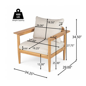 English Elm Christopher Knight Home® - Terassi Outdoor Lounge Chair - Elegant Acacia Wood Frame With Plush Cushions For Ultimate Comfort N775P248815T