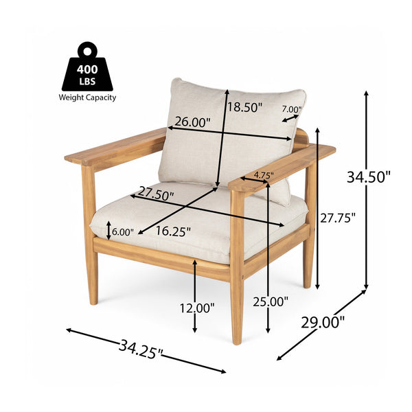 English Elm Christopher Knight Home® - Terassi Outdoor Lounge Chair - Elegant Acacia Wood Frame With Plush Cushions For Ultimate Comfort N775P248815T