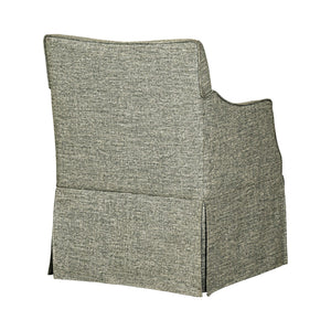 English Elm Upholstered Skirted Arm Chair with Hidden Casters Padded Seat for Dining Rooms B035P341172