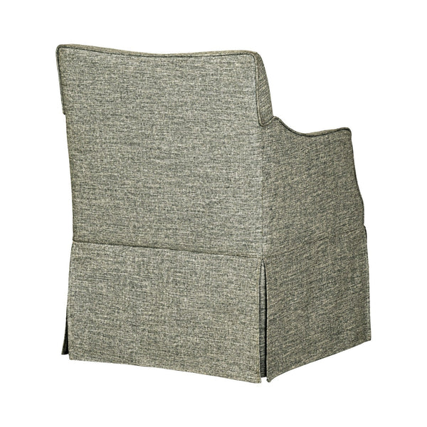 English Elm Upholstered Skirted Arm Chair with Hidden Casters Padded Seat for Dining Rooms B035P341172