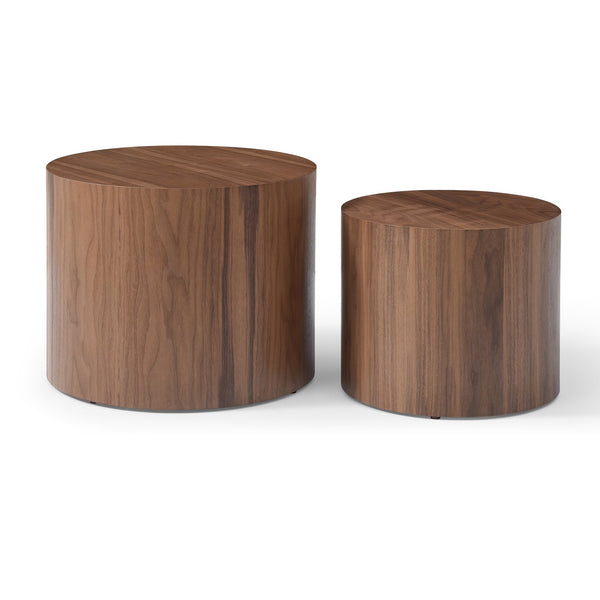 English Elm Round Nesting Coffee Tables Set of 2 Wood Veneer Mdf Modern Living Room Accent W1117P225084