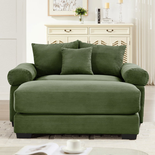 English Elm 54.3" Oversized Cloud Modular Sectional Couch - Luxurious Corduroy, Ergonomic Design, Cozy Ottoman Included W714S01328