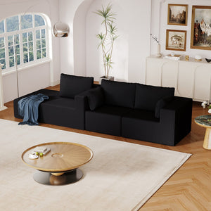 English Elm 108.3" Modular Cloud Sectional Corduroy Upholstered L Shape Sofa for Living Room Black W1097S00221