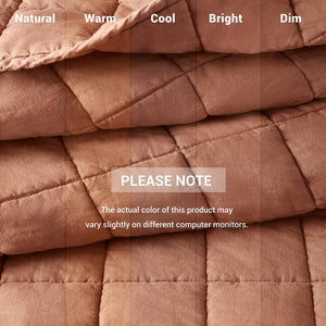 English Elm 3-piece French Linen Quilt Set King Garment Washed Box Stitch Breathable Bedding Brick Red B035P408304