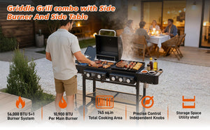 English Elm 6 Burner Propane Gas Grill with Cast Iron Grates Side and 59000 Btu Outdoor Power W1820P341741