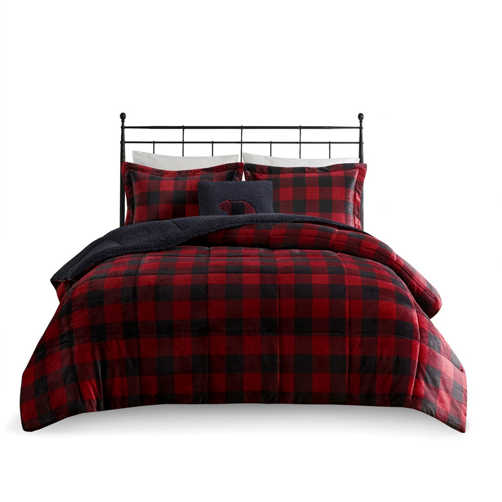 English Elm King Alton Plush to Sherpa Comforter Set - Reversible Cabin Cozy, Hypoallergenic, OEKO-TEX Certified, Machine Washable B035100500