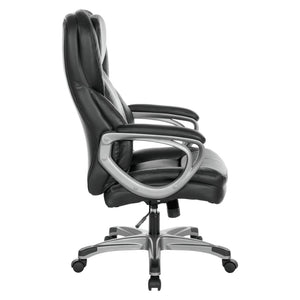 OSP Home Furnishings Exec Bonded Leather Office Chair with Lumbar Support for Executive Home Workspace ECH67707-EC3