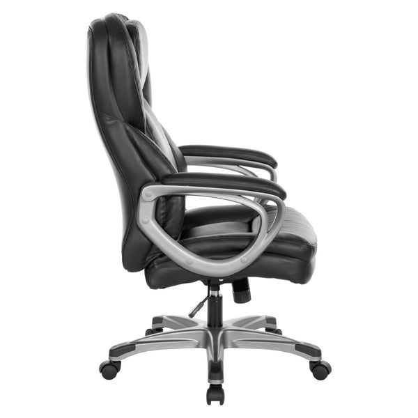 OSP Home Furnishings Exec Bonded Leather Office Chair with Lumbar Support for Executive Home Workspace ECH67707-EC3