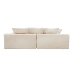 English Elm Oversized Corduroy Cloud Couch Convertible Sleeper Sofa with Memory Foam Seating Beige W395S00116