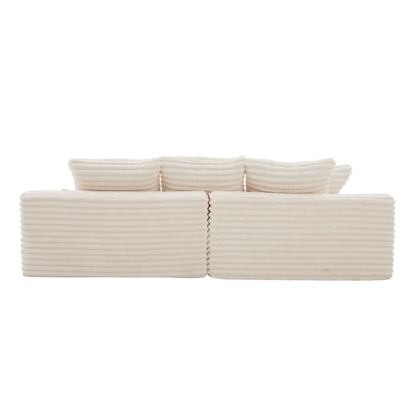 English Elm Oversized Corduroy Cloud Couch Convertible Sleeper Sofa with Memory Foam Seating Beige W395S00116