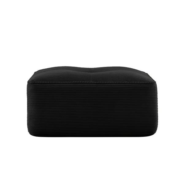 English Elm Ottoman Corduroy Upholstered Modular Accent Piece with High Resilience Foam and Curved Arms Black W714P364689