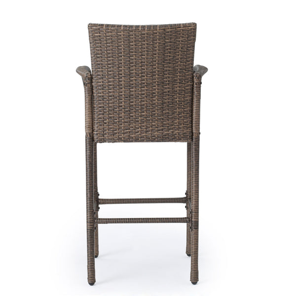 English Elm Christopher Knight Home® - Littleton Barstools Set Of 2 - Modern Wrapped-Wicker Style With Durable Iron Frame For Outdoors 57113.00MCA