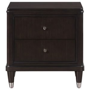 English Elm Niguel Brown 2-Drawer Nightstand with Felt-Lined Top Drawer, Modern Metallic Accents, Spacious Wood Storage, 27"H x 26"W Elegance B062P299914