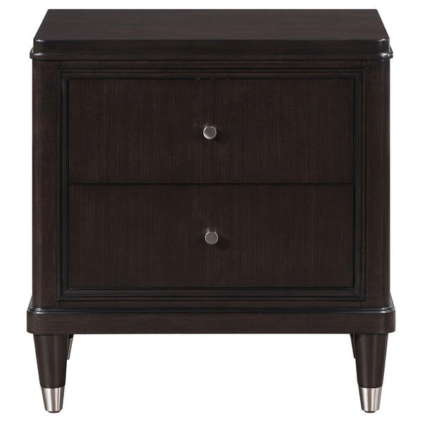English Elm Niguel Brown 2-Drawer Nightstand with Felt-Lined Top Drawer, Modern Metallic Accents, Spacious Wood Storage, 27"H x 26"W Elegance B062P299914