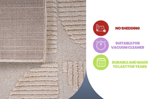 English Elm Step Collection Geometric High-low Pile Polypropylene Rug for Modern Living Spaces B189P448799