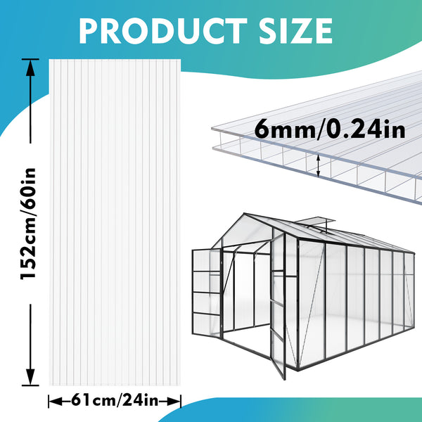 English Elm 5' 5 Ft Twin Wall Polycarbonate Greenhouse Panels 12 Pack Uv Blocking Insulated Sheets W3213P460544