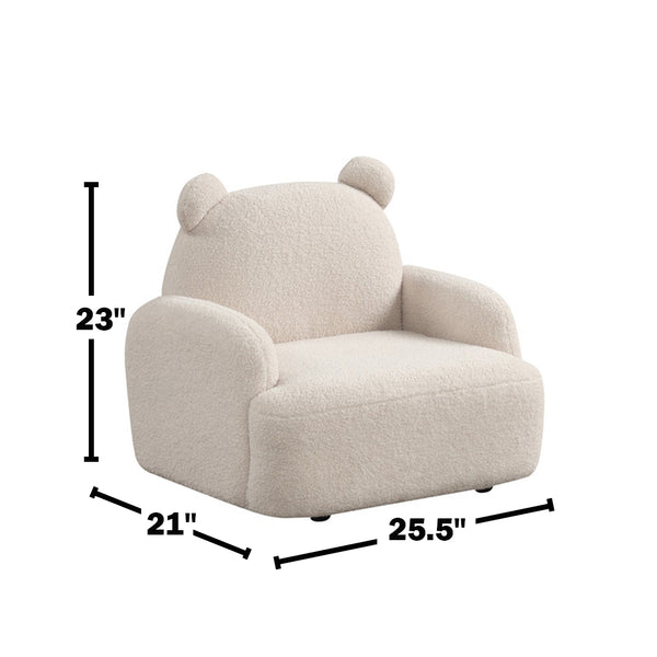 English Elm Sherpa Bear-Shaped Kids Armchair with Plush Sherpa Upholstery and Embellished Ears for Cozy Playtime Beige B016P404093