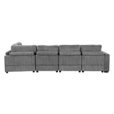 English Elm 121.3" Sectional Couch Sofa Bed Modular Sofa With Two Movable Ottomans For Living Room (Old Sku:N719S001640E), Gray