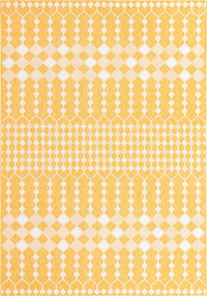Unique Loom Outdoor Trellis Traliccio Machine Made Trellis Rug Yellow, Ivory 10' 0" x 14' 1"