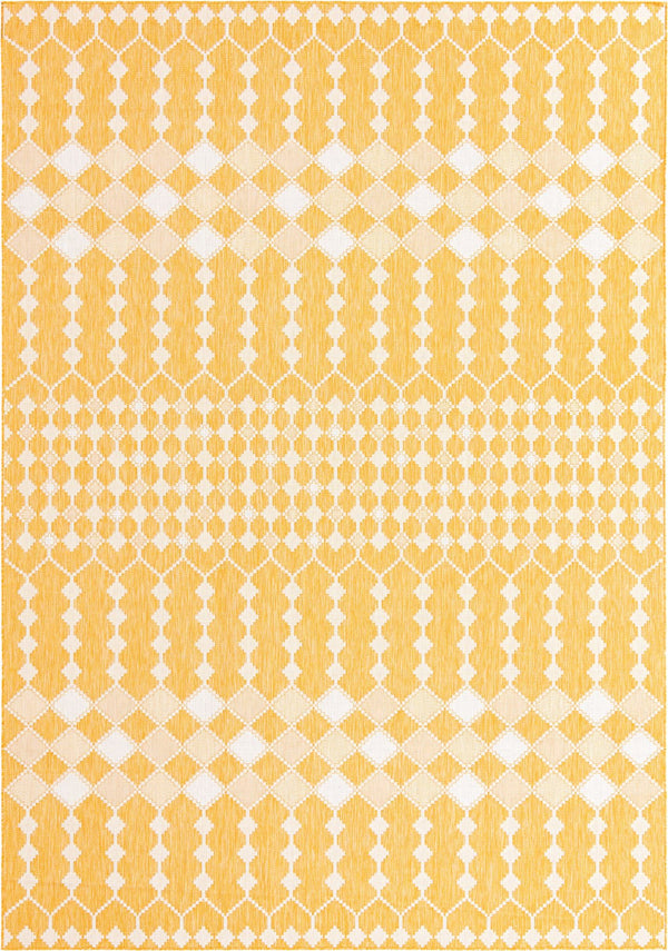 Unique Loom Outdoor Trellis Traliccio Machine Made Trellis Rug Yellow, Ivory 10' 0" x 14' 1"