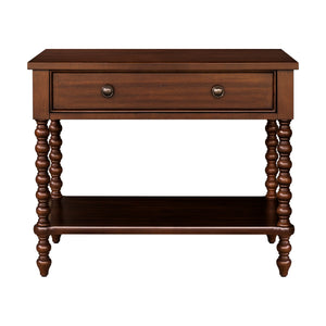 JLA Home Madison Park Signature - Large Nightstand Beckett Widened Spindle Design for King Beds — Spacious Drawer, Shelf & Durable Finish Morocco Brown MPS136-0340