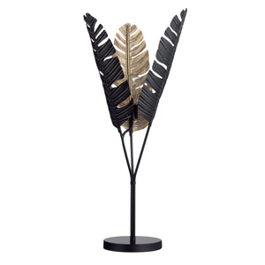 Crestview Collection 34"H Striking Black And Gold Embossed Palm Fronds Table Lamp – Elegant Design & Warm Glow   Cvazer179