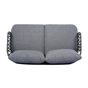 English Elm Christopher Knight Home® - 4-Piece Outdoor Patio Set with Woven Rope U-Back, Steel Frame, Thick Cushions & Acacia Table for Garden Black+Grey N780P209458G