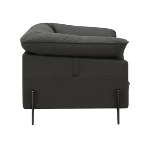 English Elm Tadi Black Top Grain Leather Chair with Memory Foam & Feather Cushions, Durable Hardwood Frame, 220lb capacity B2726P265280